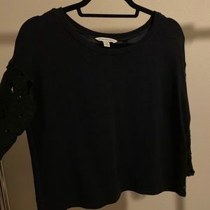 American Eagle Black shirt w/lace flower sleeves